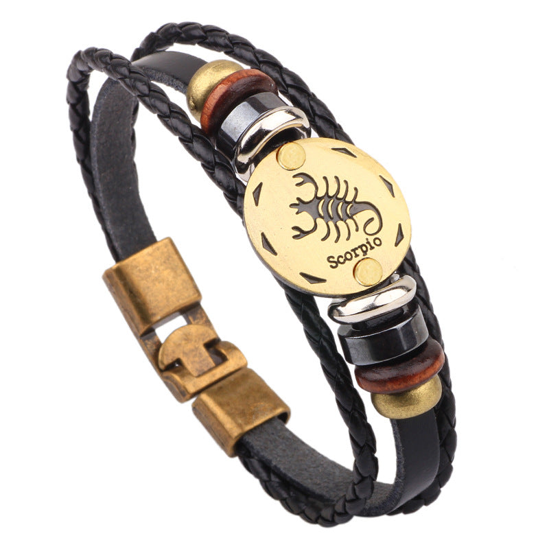 Leather Hand-woven Twee Constellation Cattle Simple Bracelets