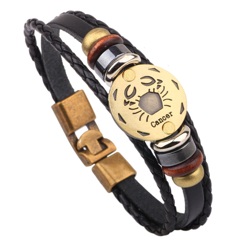 Leather Hand-woven Twee Constellation Cattle Simple Bracelets
