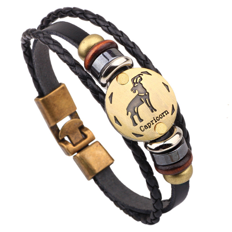 Leather Hand-woven Twee Constellation Cattle Simple Bracelets