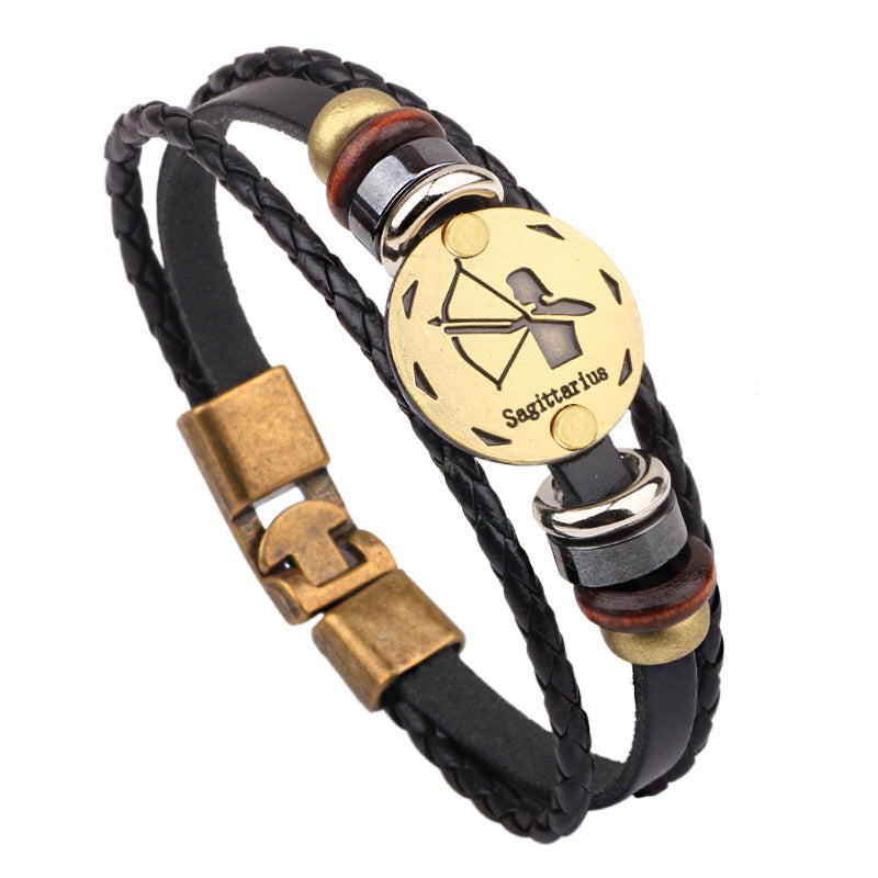 Leather Hand-woven Twee Constellation Cattle Simple Bracelets