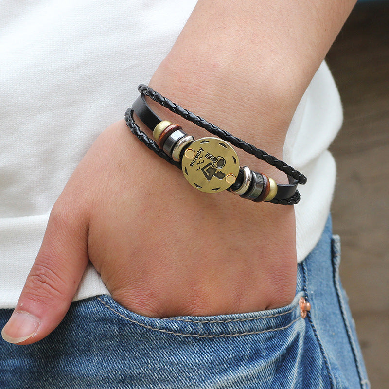 Leather Hand-woven Twee Constellation Cattle Simple Bracelets