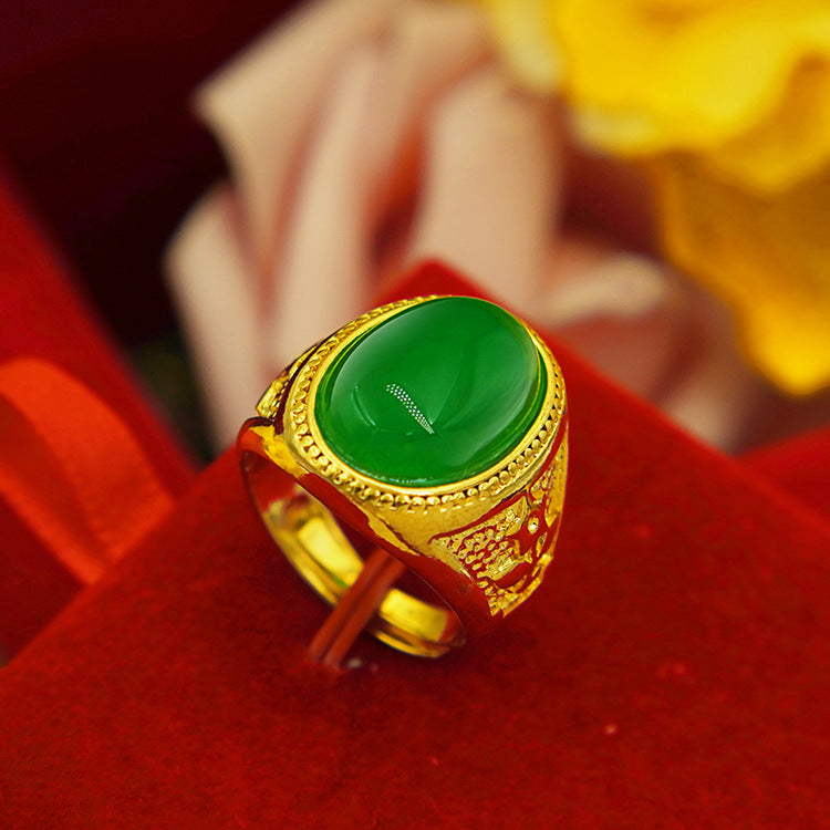 Men's Generous Small Square Oval Opening Man's Gold Plated Rings