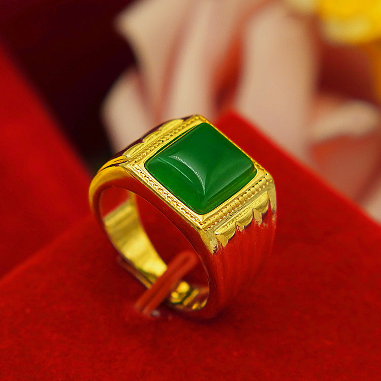 Men's Generous Small Square Oval Opening Man's Gold Plated Rings