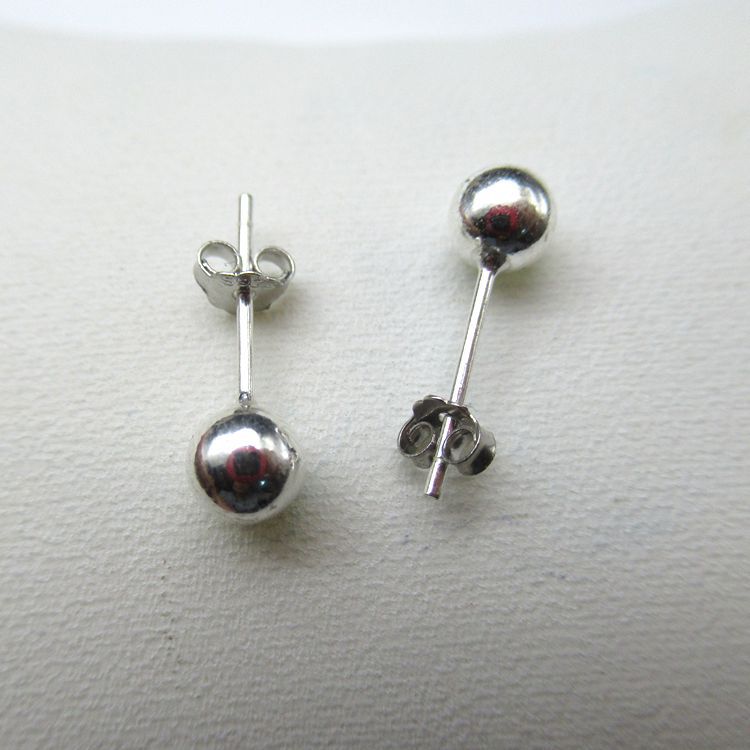 Women's & Men's Bean-shaped Hoop Ear Bar Mini Small Sliver Beads Ball Earrings