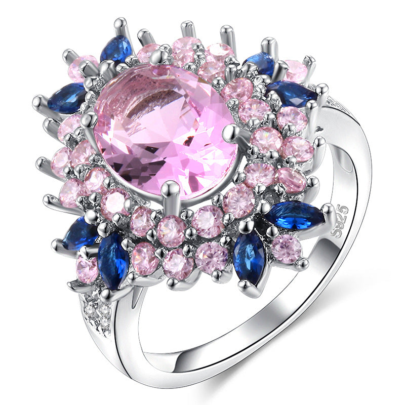 Flower-shaped Zircon Zirconium Diamond Shank Korean Rings