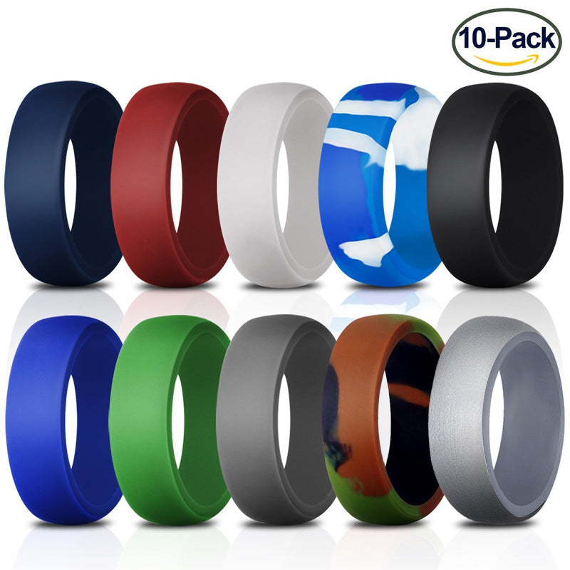 Men's Wide Flat Silica Gel Personalized Silicone Rings
