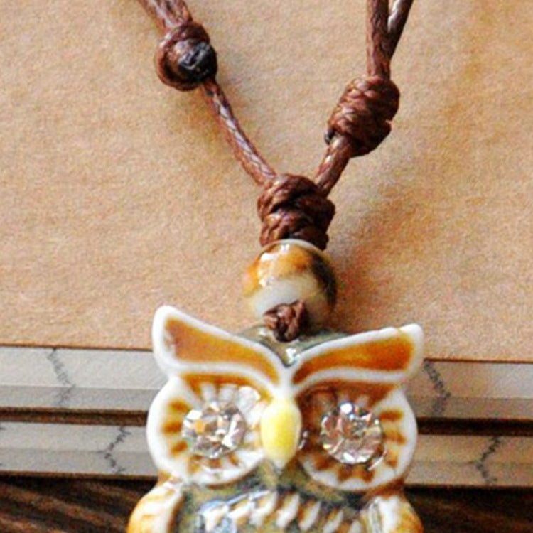 Chain Long Adjustable Ceramic Female Owl Necklaces