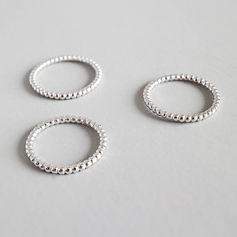 Sier Fashion Personalized Cold Handmade Beaded Thin Rings