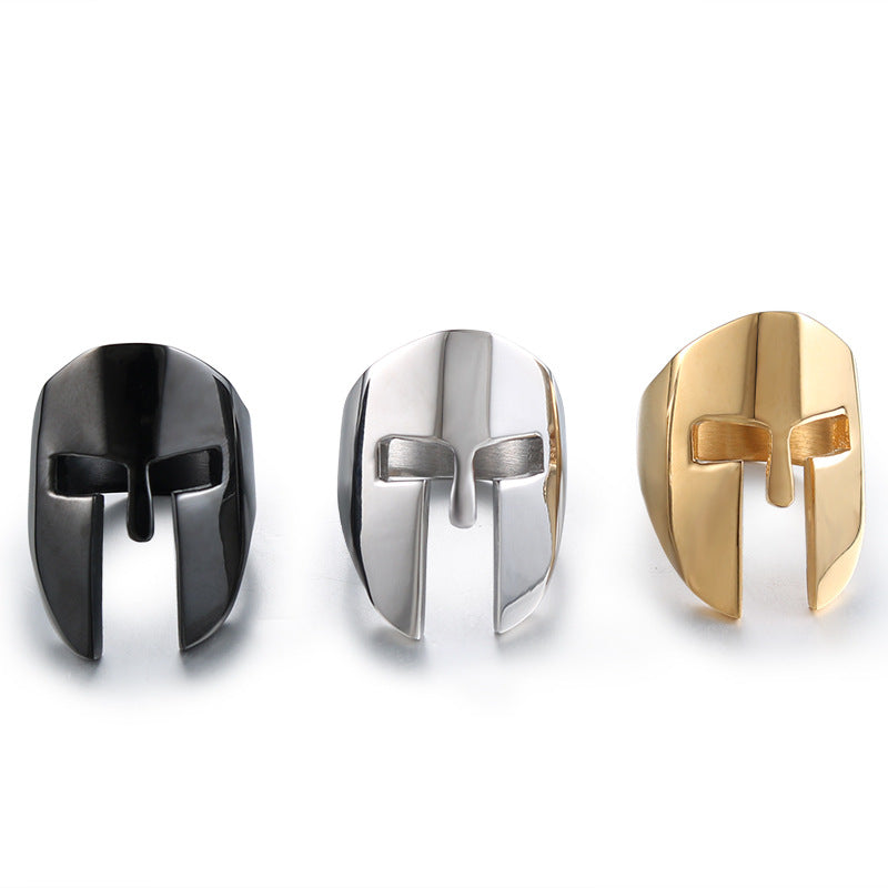 Men's Warrior Mask Titanium Steel Personality Stainless Retro Rings