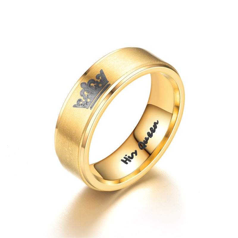 Titanium Steel Gold Double Step Crown Rings