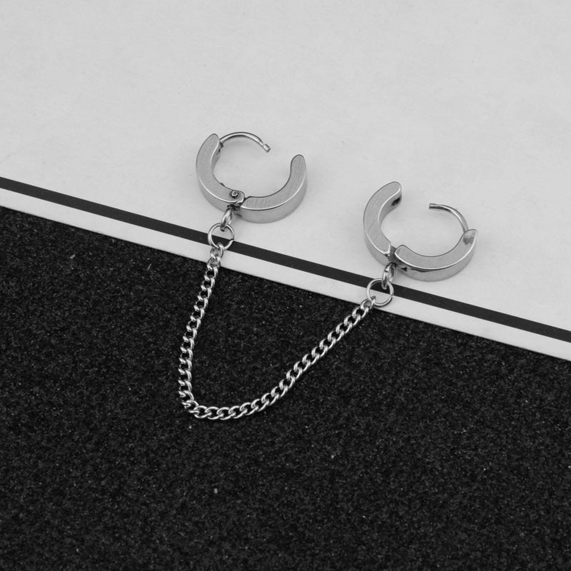 Women's & Men's Fan Double Buckle Ear Chain Asymmetric Eardrops Earrings