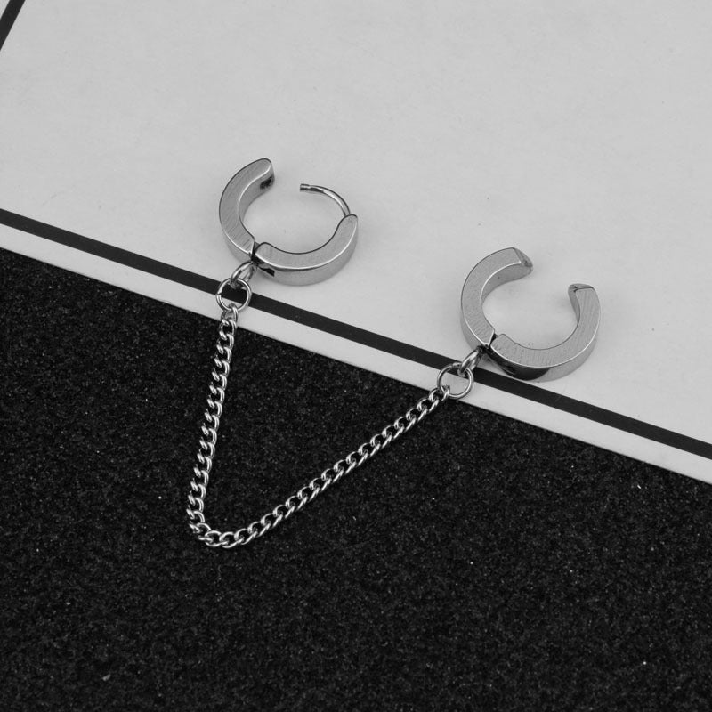 Women's & Men's Fan Double Buckle Ear Chain Asymmetric Eardrops Earrings