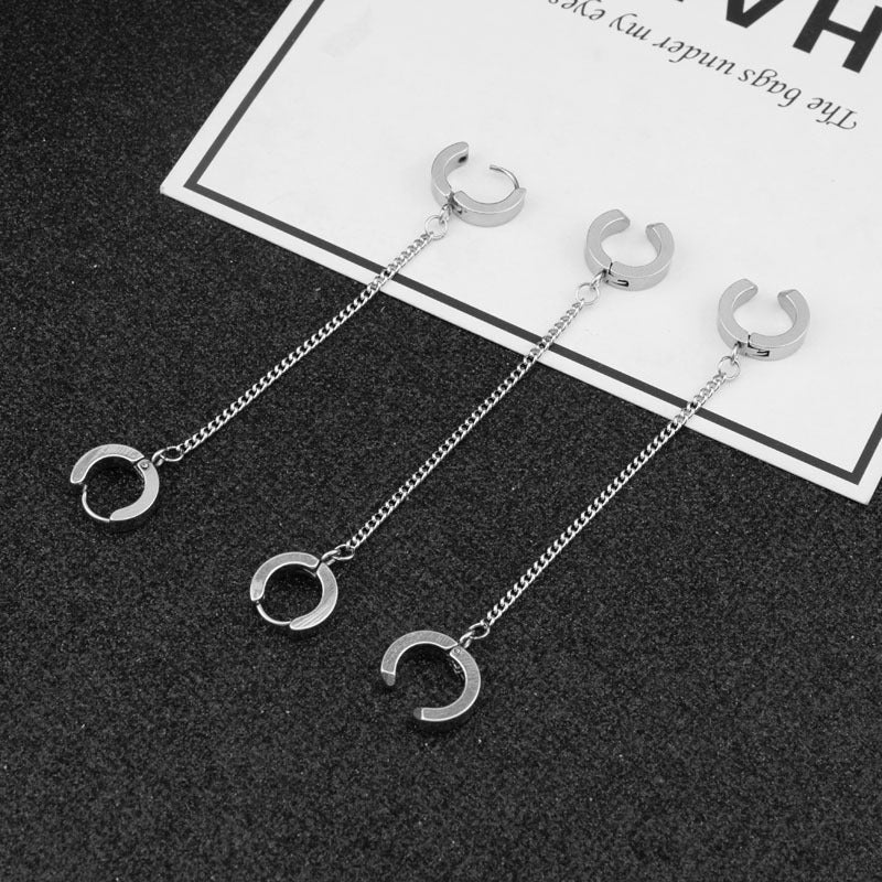 Women's & Men's Fan Double Buckle Ear Chain Asymmetric Eardrops Earrings