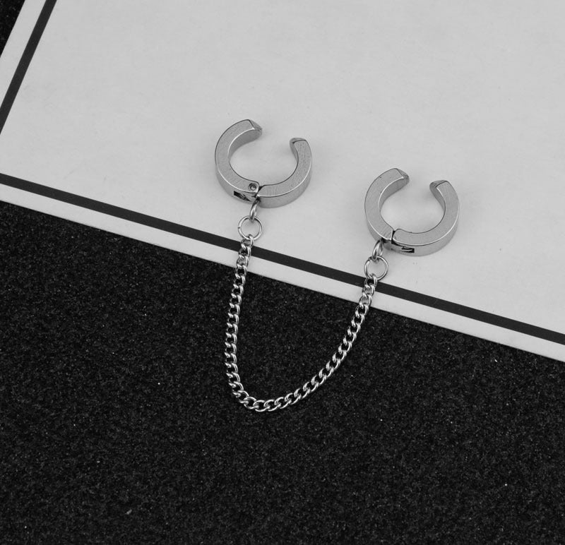 Women's & Men's Fan Double Buckle Ear Chain Asymmetric Eardrops Earrings