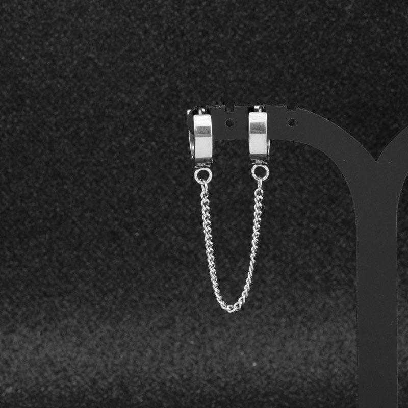 Women's & Men's Fan Double Buckle Ear Chain Asymmetric Eardrops Earrings