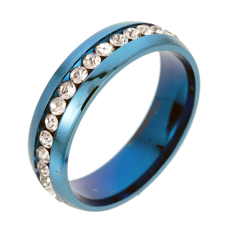 Single Row Diamond Stainless Steel Jewelry Rings