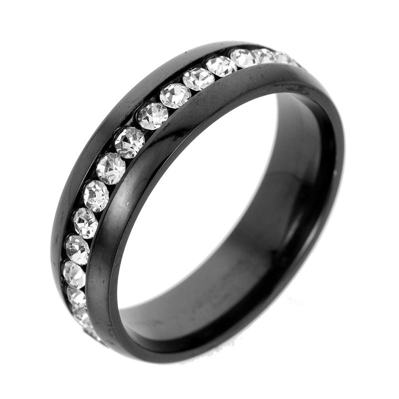 Single Row Diamond Stainless Steel Jewelry Rings