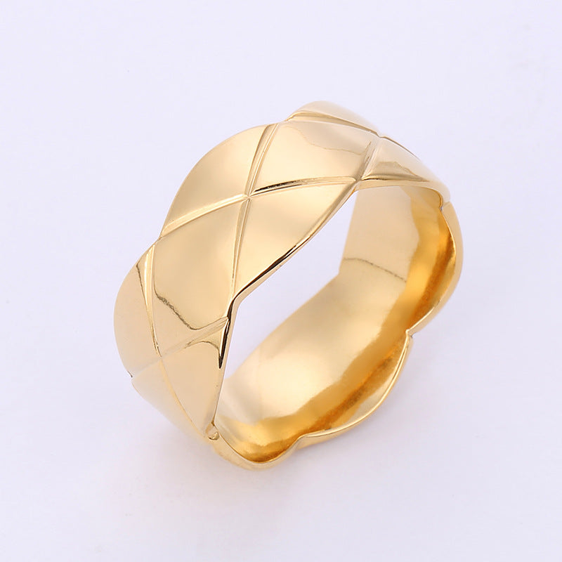 Wavy Edge Batch Flower Diamond Stainless Rings