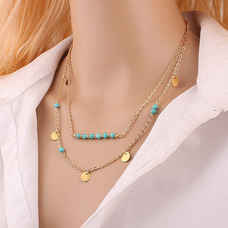 Women's Cool Ornament Wafer Turquoise Accessories Necklaces