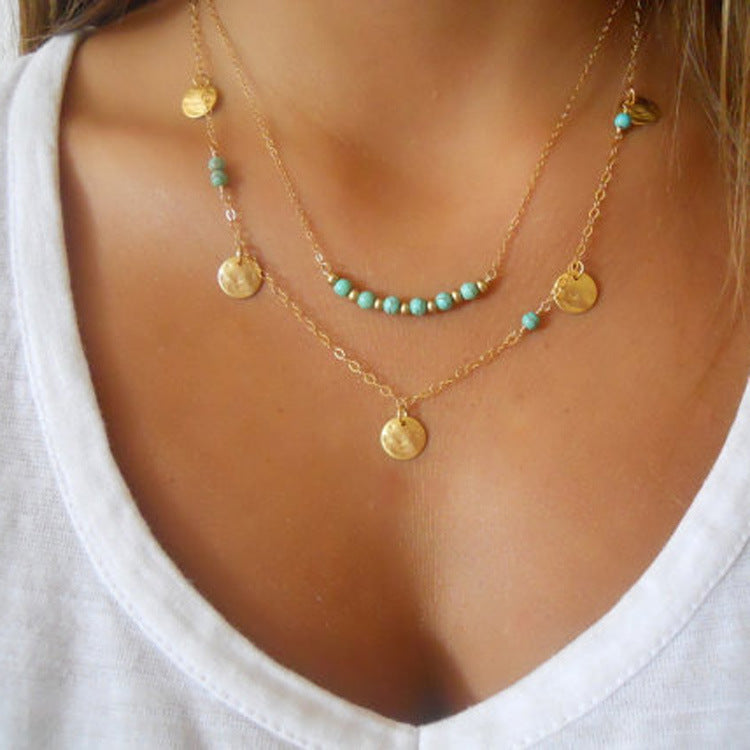 Women's Cool Ornament Wafer Turquoise Accessories Necklaces