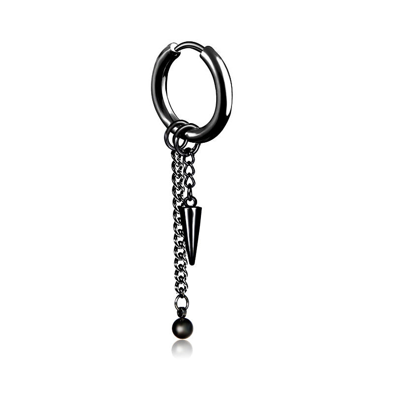 Men's Style Tassel Chain Hipster Ear Titanium Earrings