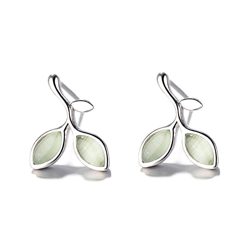 Leaf Female Temperament Opal Simple Sprouted Earrings
