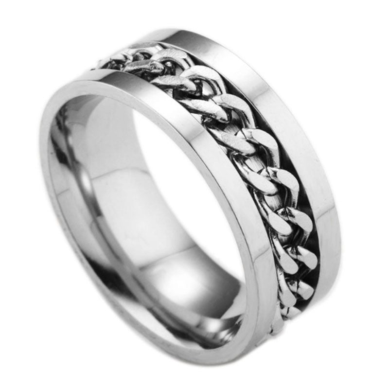 Men's Stainless Steel Rotating Decompression Chain Titanium Cool Rings