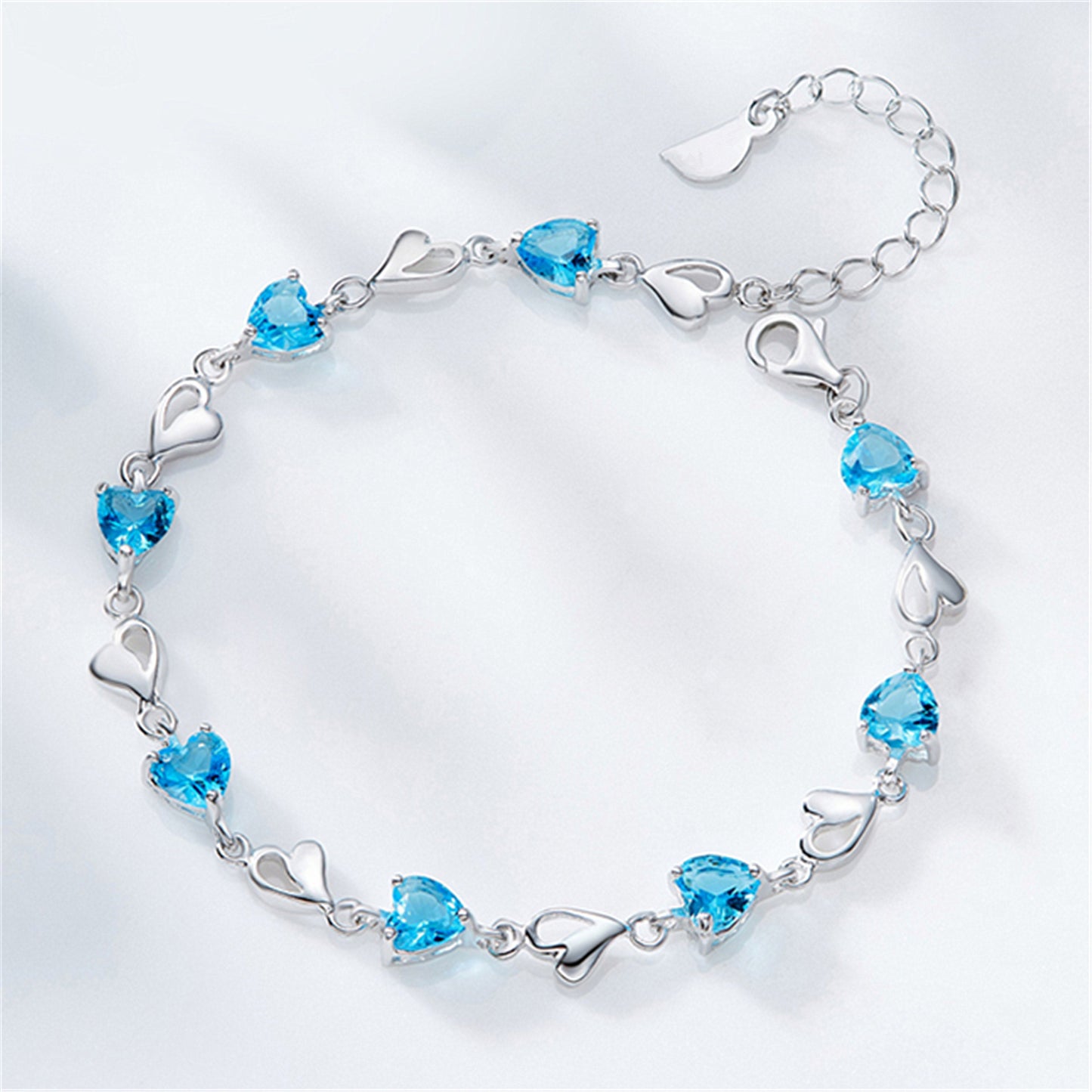 Blue Diamond Heart-shaped Zircon Female Birthday Bracelets