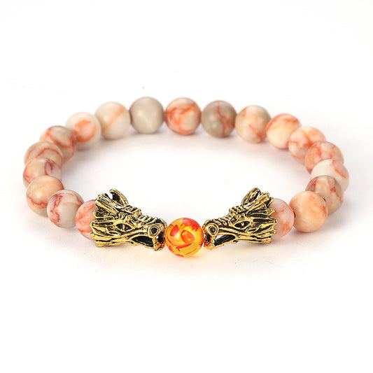 Men's Gold Double Chinese Dragon Heads Fashion Bracelets
