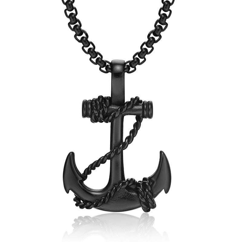 Men's Boat Anchor Rudder Cross Titanium Steel Pendants