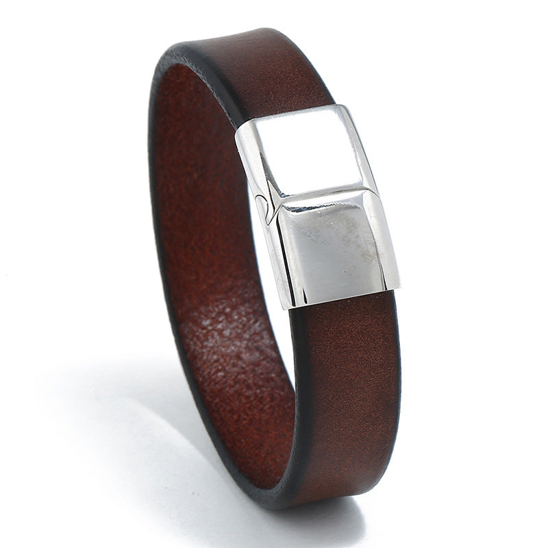 Men's Punk Vintage Stainless Steel Cattle Leather Bracelets