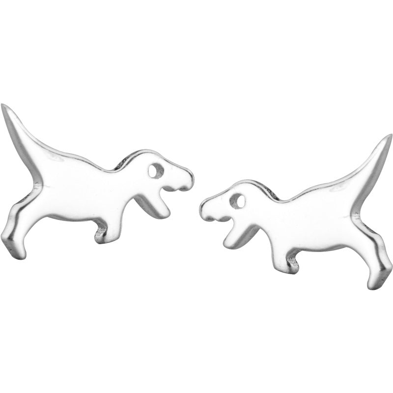 Women's Sier Simple Cute Personalized Glossy Dinosaur Fashion Earrings