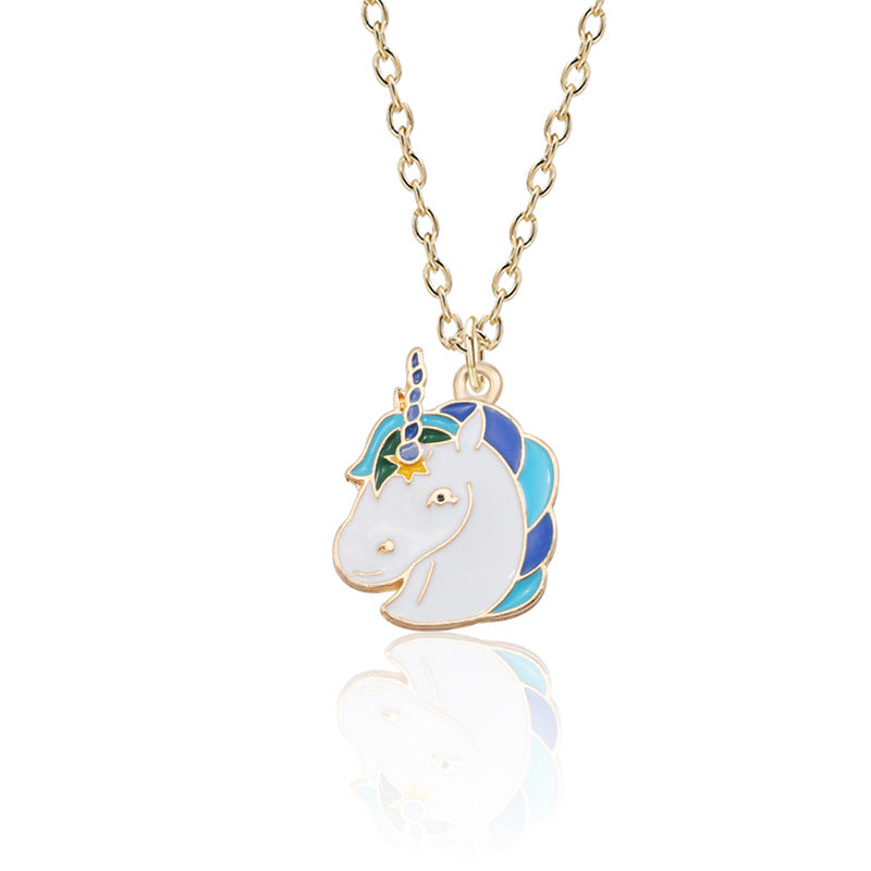 Pegasus Style Personality Rainbow Color Drop Necklaces