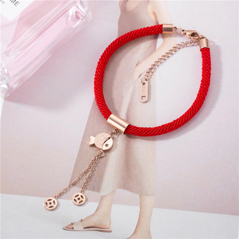 Women's Rose Plated Gold Money Bag Hand Bracelets