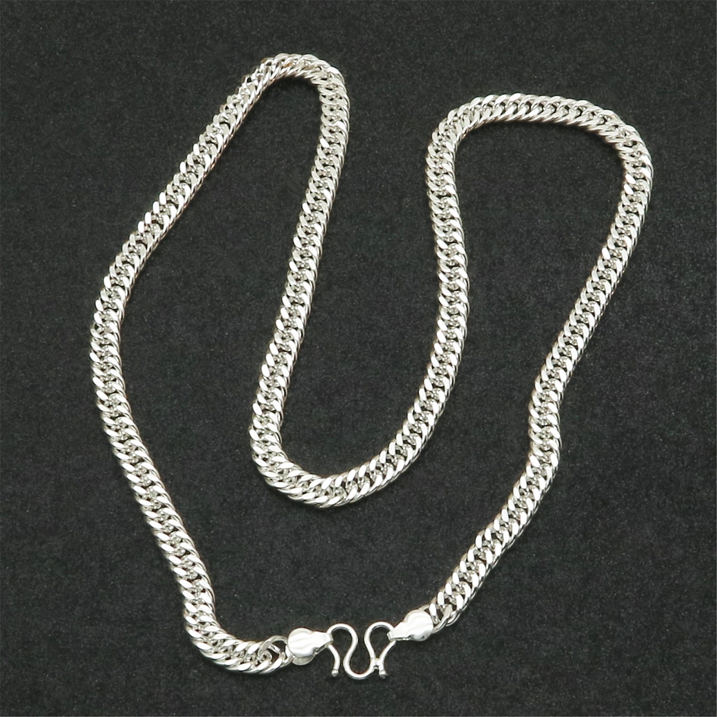 Men's White Copper Sier-plated Trend Curb Chain Necklaces