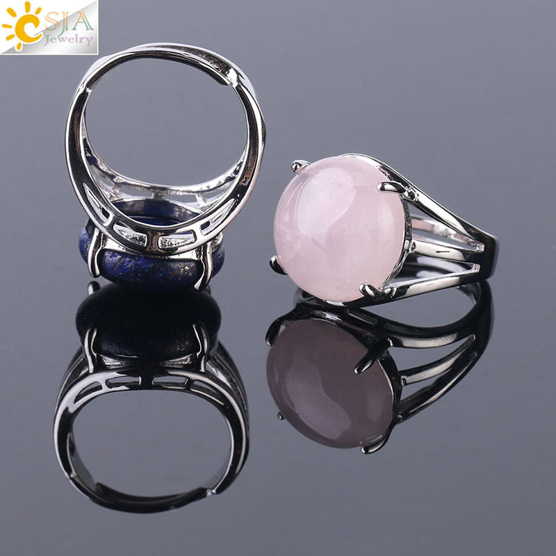 Women's Crystal Hollow Convex Round Gemstone Party Rings