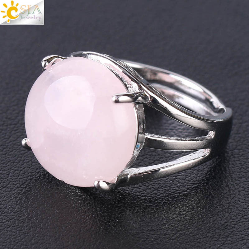Women's Crystal Hollow Convex Round Gemstone Party Rings