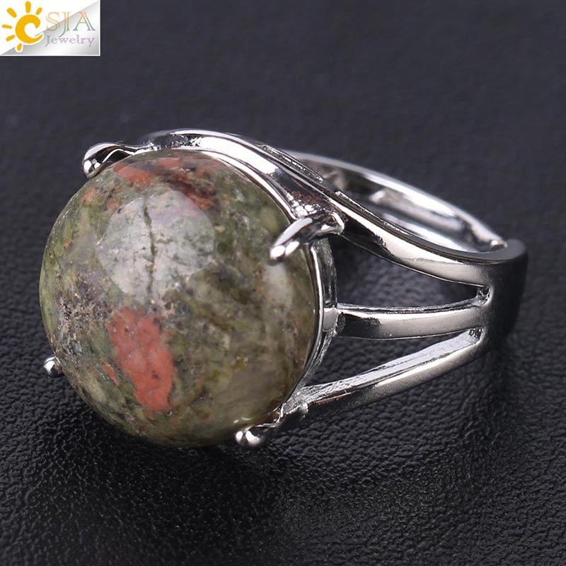 Women's Crystal Hollow Convex Round Gemstone Party Rings