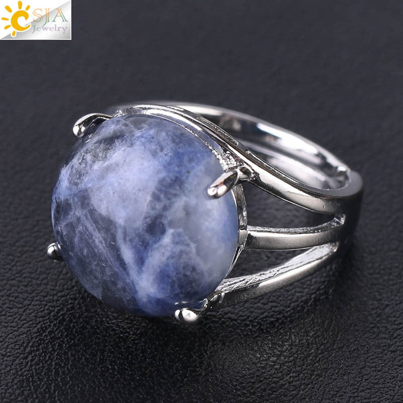 Women's Crystal Hollow Convex Round Gemstone Party Rings