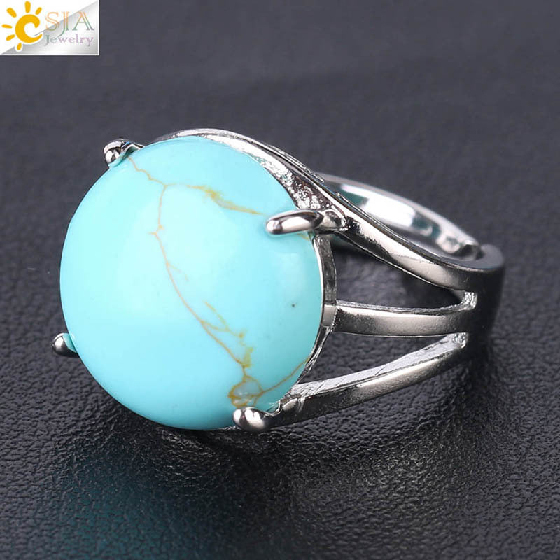 Women's Crystal Hollow Convex Round Gemstone Party Rings