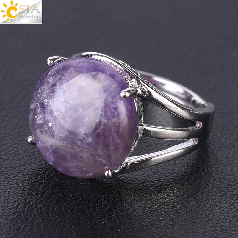 Women's Crystal Hollow Convex Round Gemstone Party Rings