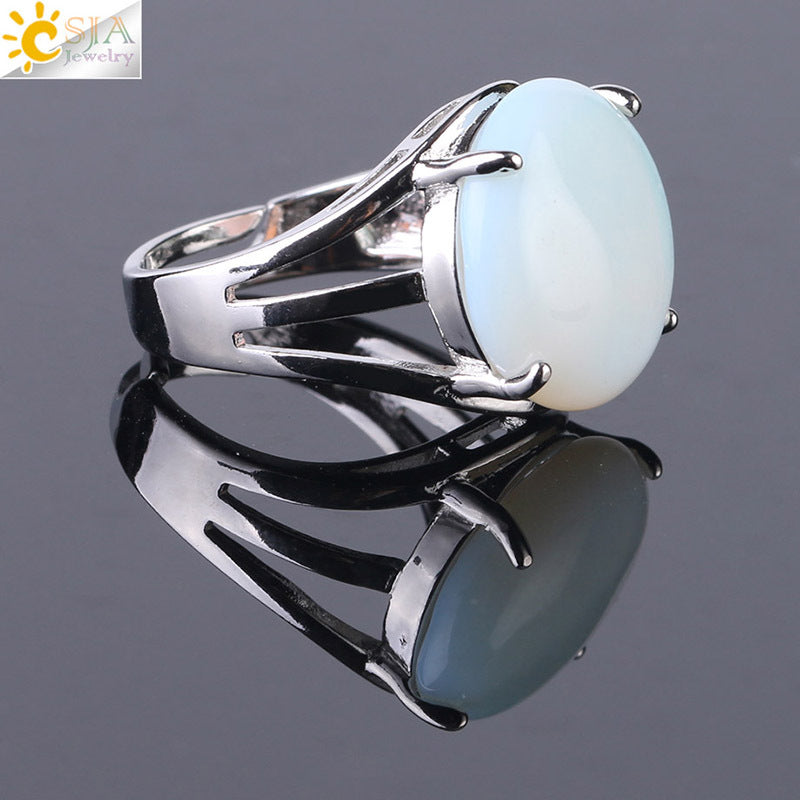Women's Crystal Hollow Convex Round Gemstone Party Rings