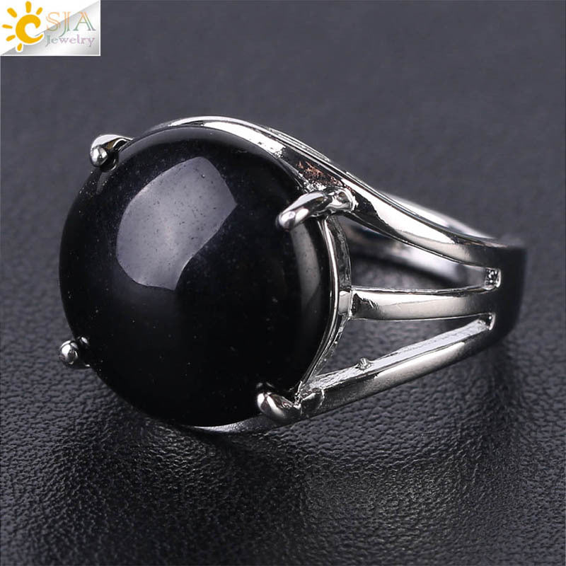 Women's Crystal Hollow Convex Round Gemstone Party Rings