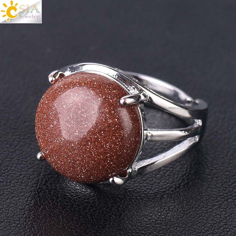 Women's Crystal Hollow Convex Round Gemstone Party Rings