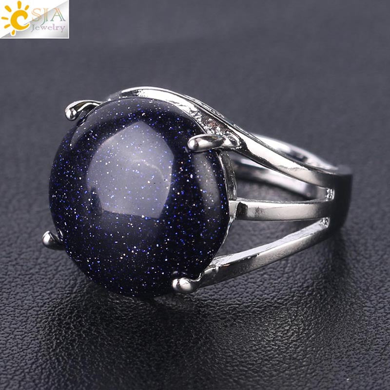 Women's Crystal Hollow Convex Round Gemstone Party Rings