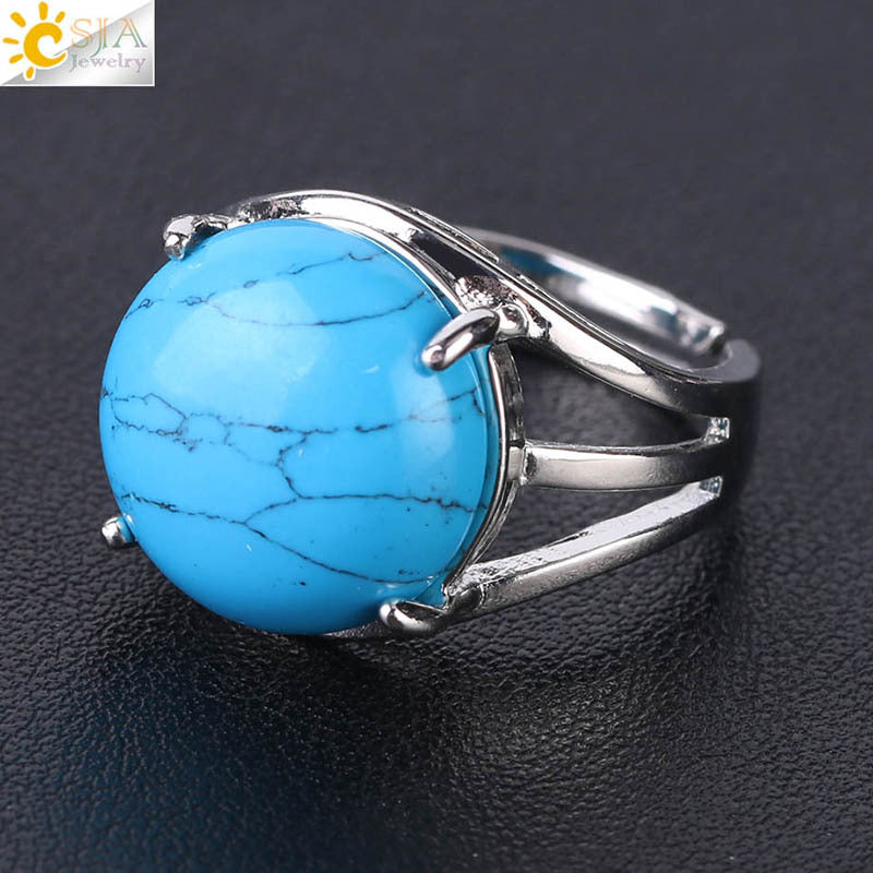 Women's Crystal Hollow Convex Round Gemstone Party Rings