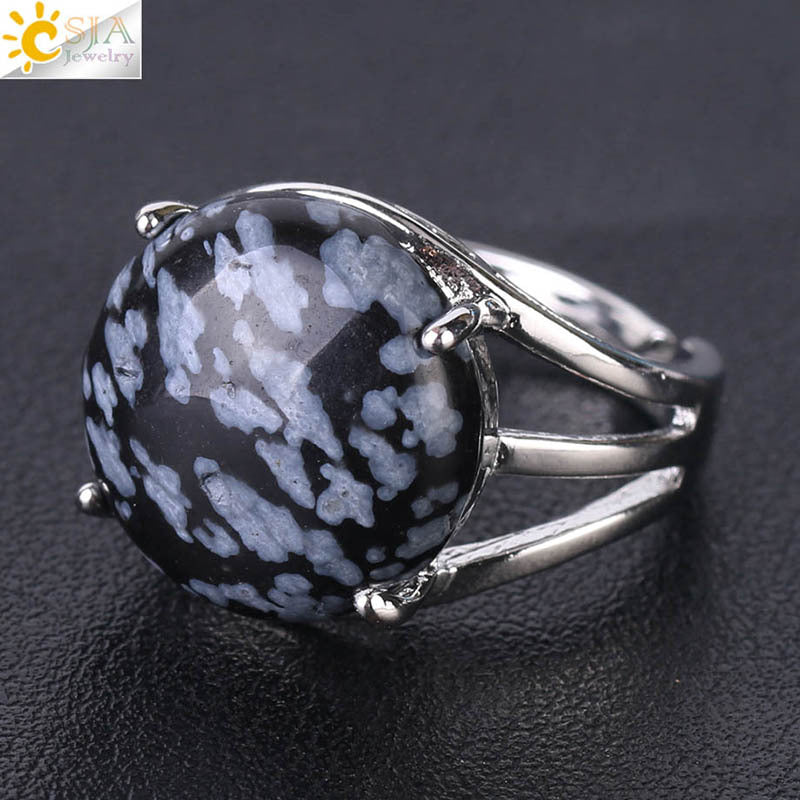 Women's Crystal Hollow Convex Round Gemstone Party Rings