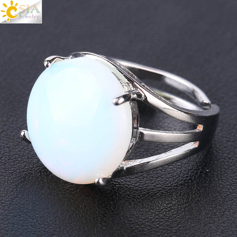 Women's Crystal Hollow Convex Round Gemstone Party Rings