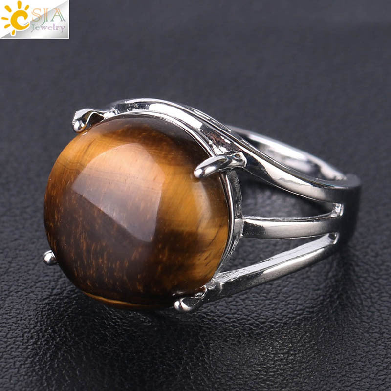 Women's Crystal Hollow Convex Round Gemstone Party Rings