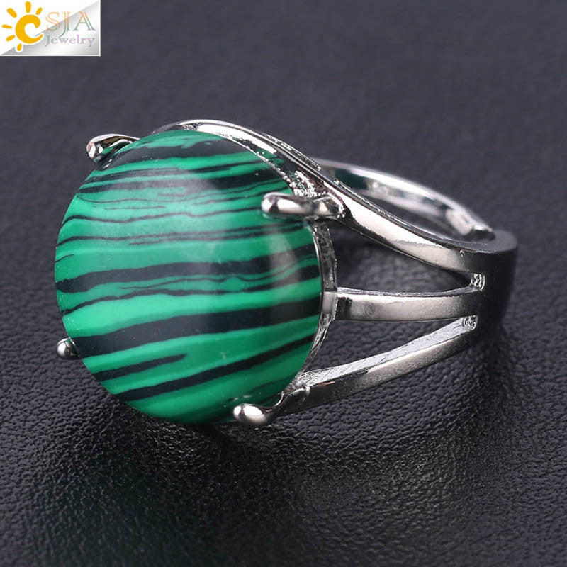 Women's Crystal Hollow Convex Round Gemstone Party Rings